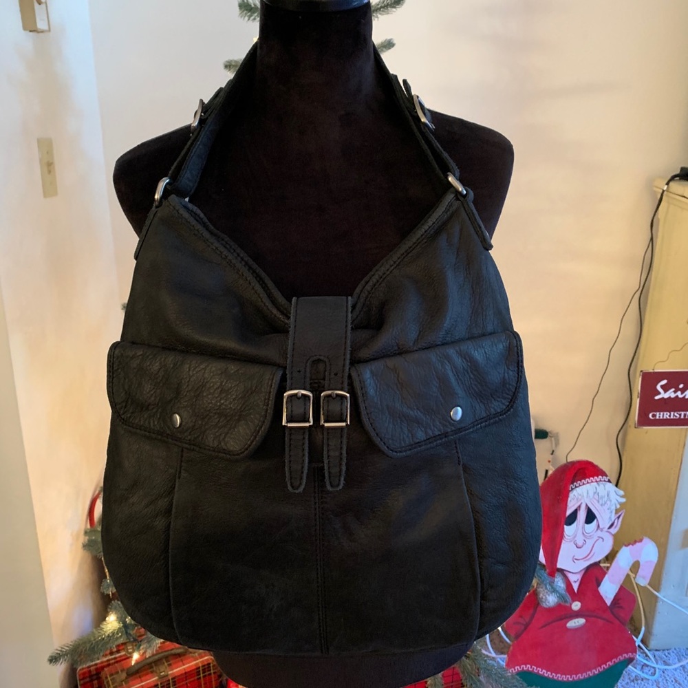 JCrew Black Leather Hobo